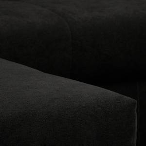 Canapé d’angle Meyford Microfibre Enza: Noir - Méridienne longue à gauche (vue de face) - Avec repose-pieds