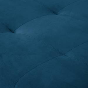 Divano angolare Meyford Velluto Ravi: color blu marino - Penisola preimpostata a destra - Con Sgabello