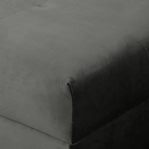 Canapé d’angle Meyford Velours Ravi: Anthracite - Méridienne longue à droite (vue de face) - Avec repose-pieds