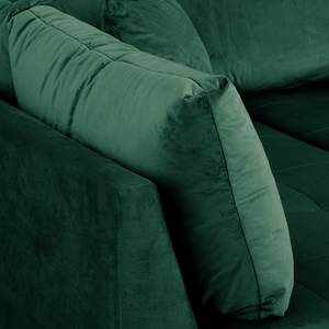 Canapé d’angle Meyford Velours Ravi: Vert vieilli - Méridienne longue à gauche (vue de face) - Avec repose-pieds