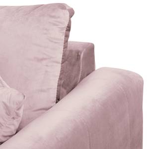 Ecksofa Meyford Samt Ravi: Mauve - Ottomane davorstehend links - Mit Hocker