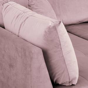 Ecksofa Meyford Samt Ravi: Mauve - Ottomane davorstehend links - Mit Hocker