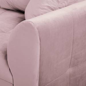 Ecksofa Meyford Samt Ravi: Mauve - Ottomane davorstehend links - Mit Hocker