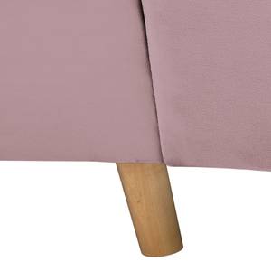 Ecksofa Meyford Samt Ravi: Mauve - Ottomane davorstehend links - Mit Hocker