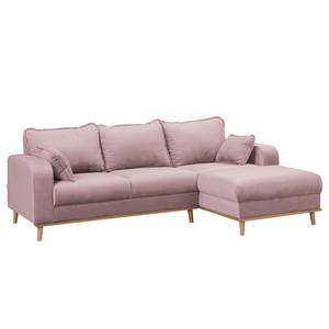 Ecksofa Nante Samt Ravi: Mauve - Ottomane davorstehend rechts