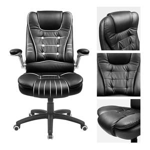 Fauteuil de bureau Modan XXL Imitation cuir / Nylon - Noir / Argenté