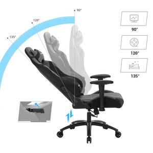 Gaming Chair Molini Webstoff / Stahl - Schwarz / Grau