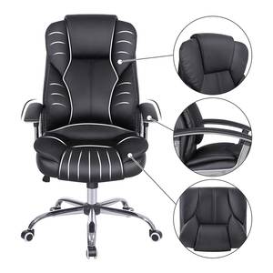 Fauteuil de bureau Minara Imitation cuir / Acier - Noir / Chrome