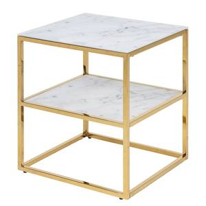 Table de chevet Alisma Verre / Métal - Imitation marbre blanc / Doré