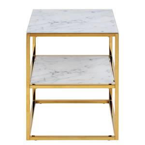 Table de chevet Alisma Verre / Métal - Imitation marbre blanc / Doré