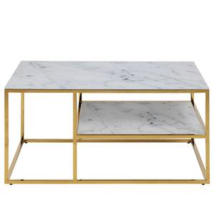 Table basse Katori VII Verre / Métal - Imitation marbre blanc / Doré