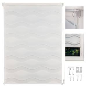 Klemmfix Doppelrollo Wave blickdicht Polyester - Weiß - 100 x 160 cm