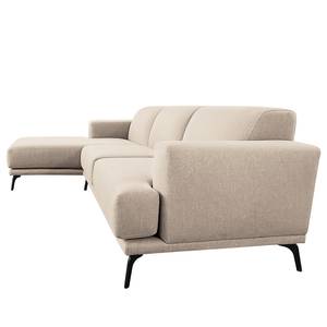 Ecksofa Asia Webstoff Inas: Cappuccino - Longchair davorstehend links