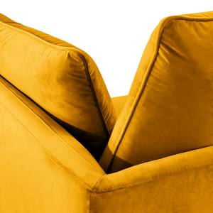 Canapé d’angle Gobabis Velours Ravi: Jaune moutarde - Méridienne courte à droite (vue de face)