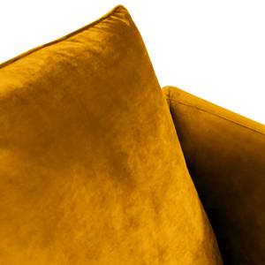 Canapé d’angle Gobabis Velours Ravi: Jaune moutarde - Méridienne courte à droite (vue de face)
