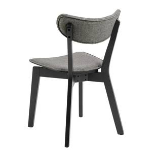 Chaise de salle à manger Roxby lot de 2 Tissu / Hévéa massif - Gris / Noir