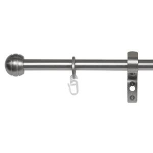 Gardinenstange Habito/Rillball ausz. Zamak - Edelstahl-Optik - Breite: 210 cm