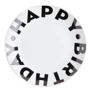 Assiette HAPPY BIRTHDAY Porcelaine - Blanc / Noir - Blanc / Noir