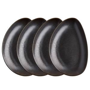 Assiettes JAPANDI (lot de 4) Porcelaine - Noir - Noir