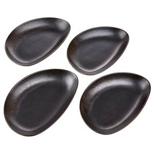 Assiettes JAPANDI (lot de 4) Porcelaine - Noir - Noir