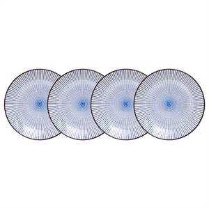 Teller DIM SUM II (4er-Set) Keramik - Blau / Weiß - Weiß / Blau
