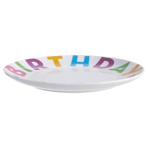 Assiette HAPPY BIRTHDAY Porcelaine - Multicolore - Blanc / Bleu / Jaune