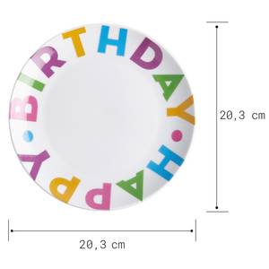 Assiette HAPPY BIRTHDAY Porcelaine - Multicolore - Blanc / Bleu / Jaune