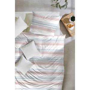 Copripiumino e federa Blurred Lines Cotone - Bianco / Rosa - 155 x 220 cm + cuscino 80 x 80 cm