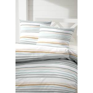 Parure de lit en percale Bingo Coton - Blanc / Jaune - 155 x 220 cm + oreiller 80 x 80 cm
