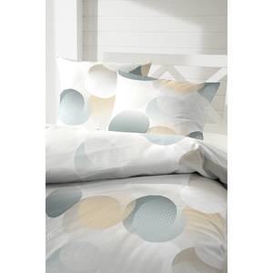 Parure de lit en percale Voyage Coton - Gris / Jaune - 135 x 200 cm + oreiller 80 x 80 cm