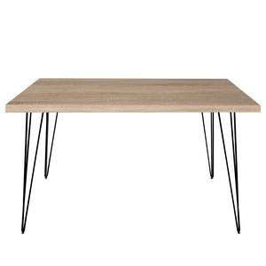 Table Napo Imitation chêne brut de sciage - Largeur : 120 cm - Noir - En forme d'étoile
