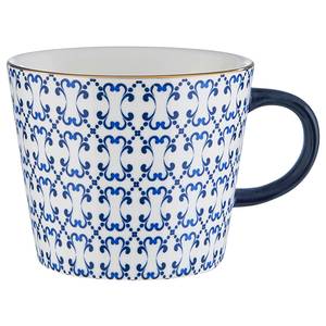 Kopje ORNAMENTS V porselein - wit/donkerblauw