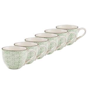 Tasses RETRO VI (lot de 6) Porcelaine - Blanc / Vert