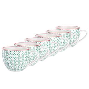 Tasses RETRO IV (lot de 6) Porcelaine - Blanc / Bleu pétrole