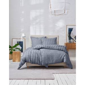 Beddengoed Harp Stripe katoen - Antraciet - 135x200cm + kussen 80x80cm