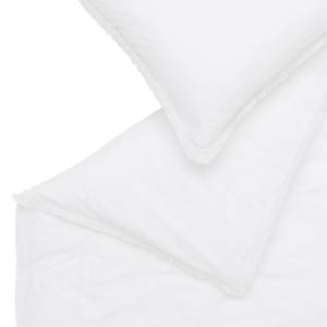 Parure de lit Fringe Coton - Blanc - 155 x 220 cm + 2 oreillers 80 x 80 cm