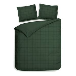 Parure de lit Diamante Satin de coton - Vert foncé - 260 x 260 cm + 2 coussin 60 x 70 cm