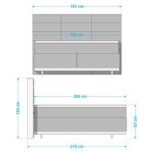 Lit boxspring Linea Charbon - 180 x 200cm - Matelas double D2/D3