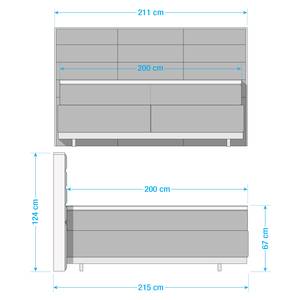 Lit boxspring Linea Charbon - 200 x 200cm - Matelas double D3/D4