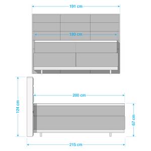 Boxspringbett Linea Graphit - 180 x 200cm - Doppelmatratze H2/H3