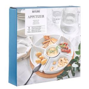 Snackschaaltjes APPETIZER (set van 6) porselein/bamboehout - wit