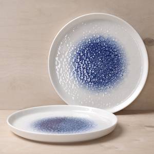 Assiettes plates Serenity (lot de 6) Porcelaine - Blanc / Bleu