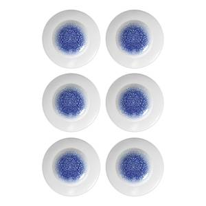 Assiettes à pâtes Serenity (lot de 6) Porcelaine - Blanc / Bleu