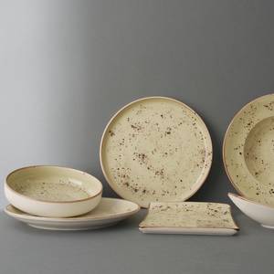 Dinerbord Olive I (set van 6) porselein - olijfkleurig - Diameter: 19 cm