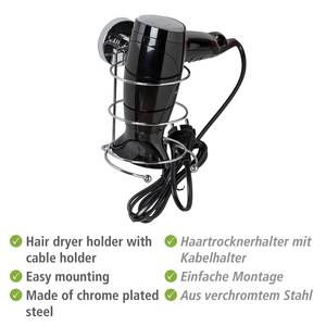 Porte sèche-cheveux Vacuum-Loc Glostrup Acier - Argenté