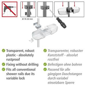 Douchestang-rek Premium polystyreen/ABS - transparant