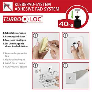 Turbo-Loc Wandhaken Duo roestvrij staal/ABS - zilverkleurig