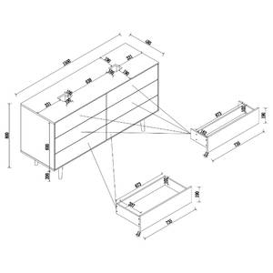 Meuble avec vasque double LINDHOLM Partiellement en chêne massif - Gris