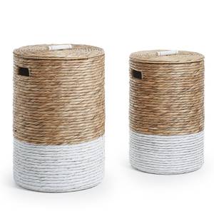 Paniers à linge Mast (lot de 2) Feuille de plante - Naturel / Blanc