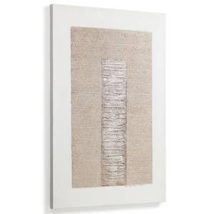 Impression sur toile Virgilia Feuille de plante - Blanc / Doré - 90 x 60 cm